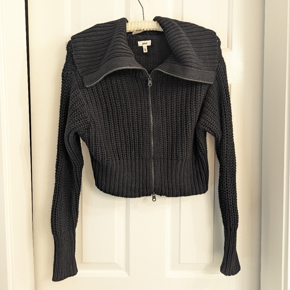 Aerie Cropped Full Zip Chunky Knit Sweater Jacket - Picture 1 of 6